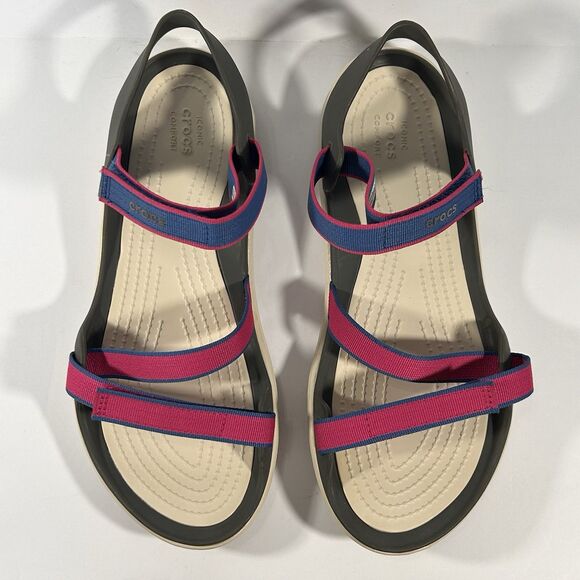 Crocs Swiftwater Webbing Womens 9 Sandals Candy Pink Style 204804 Adjustable - Picture 6 of 10